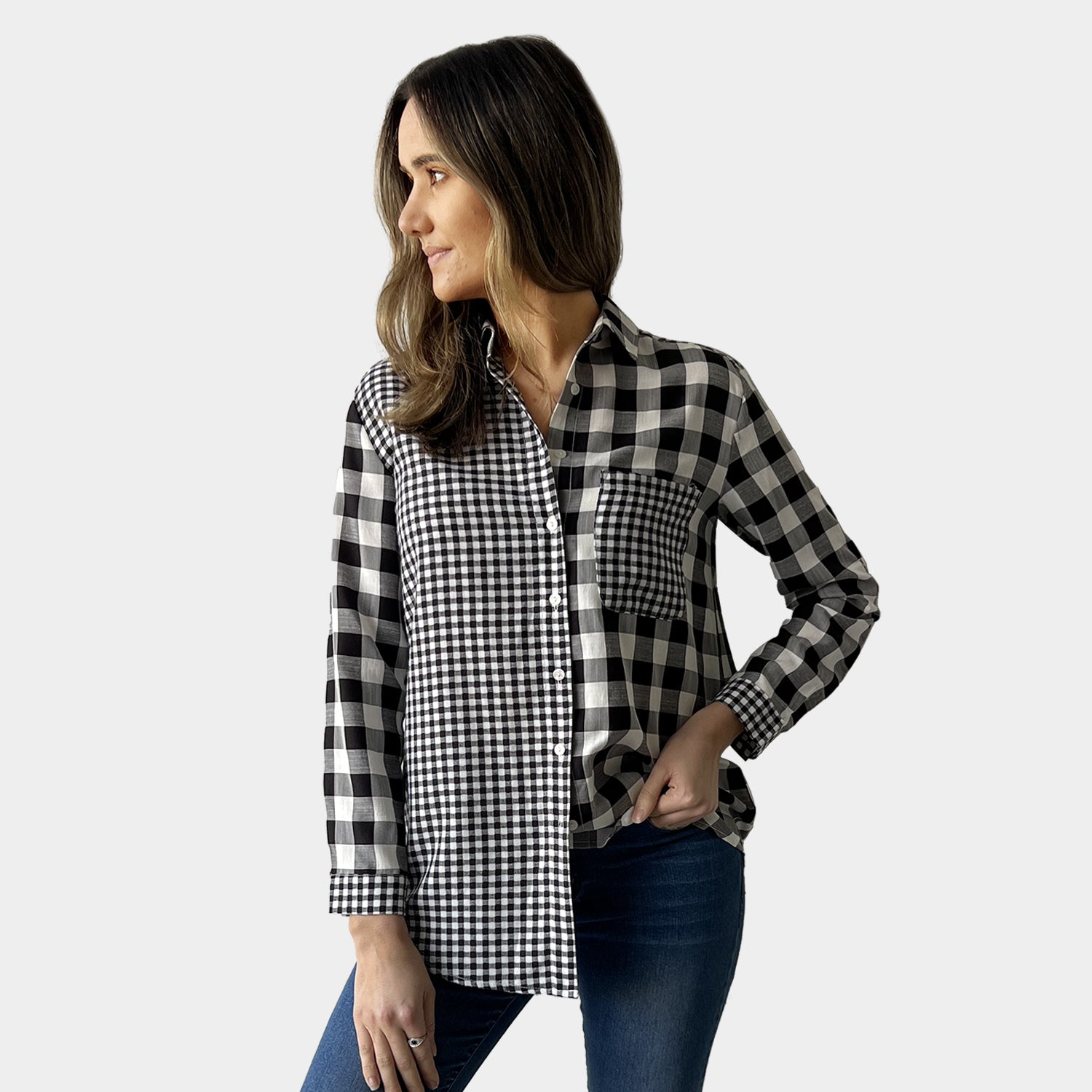 AM0224 MIX GINGHAM SHIRT