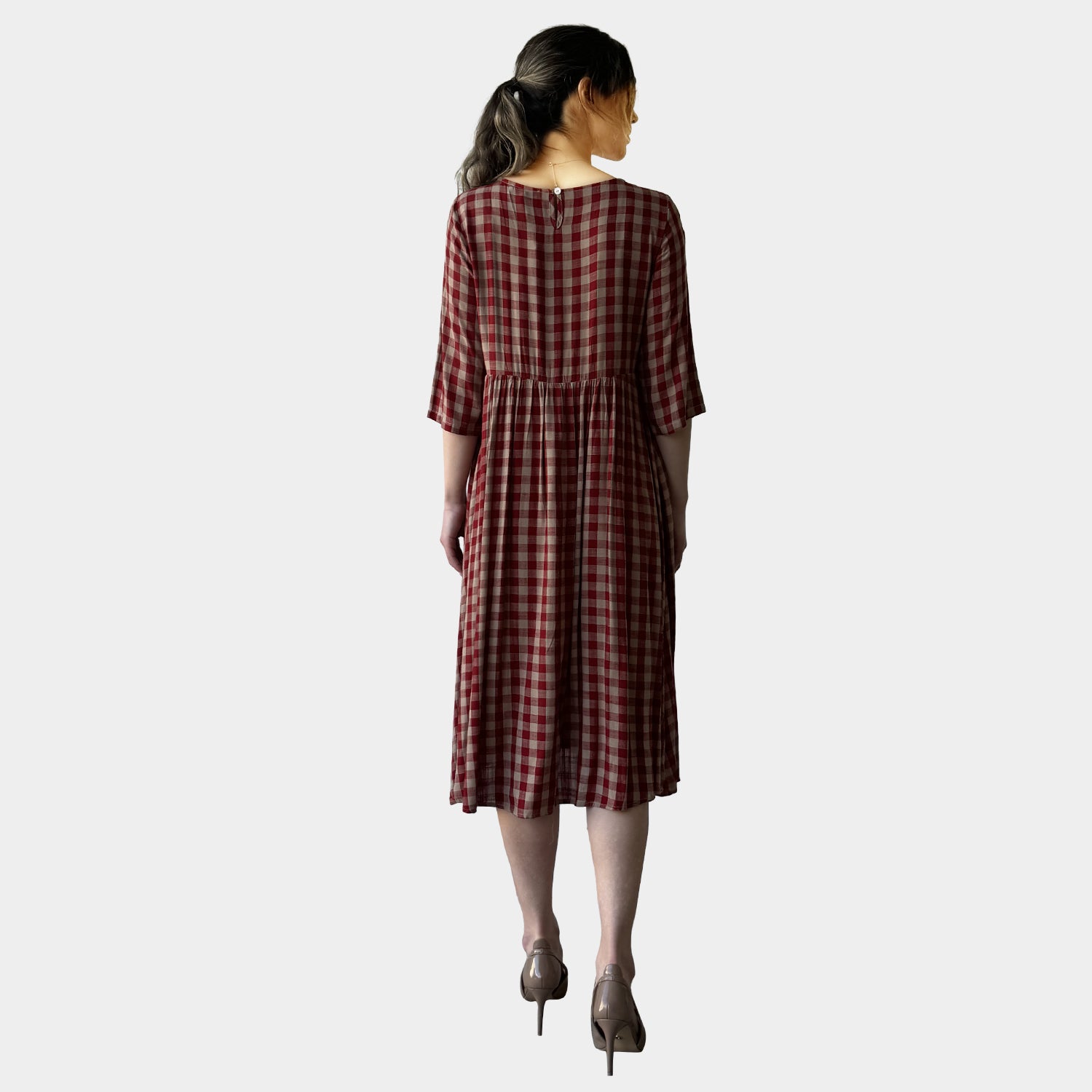 AM023015 TALIA SOFT GINGHAM DRESS
