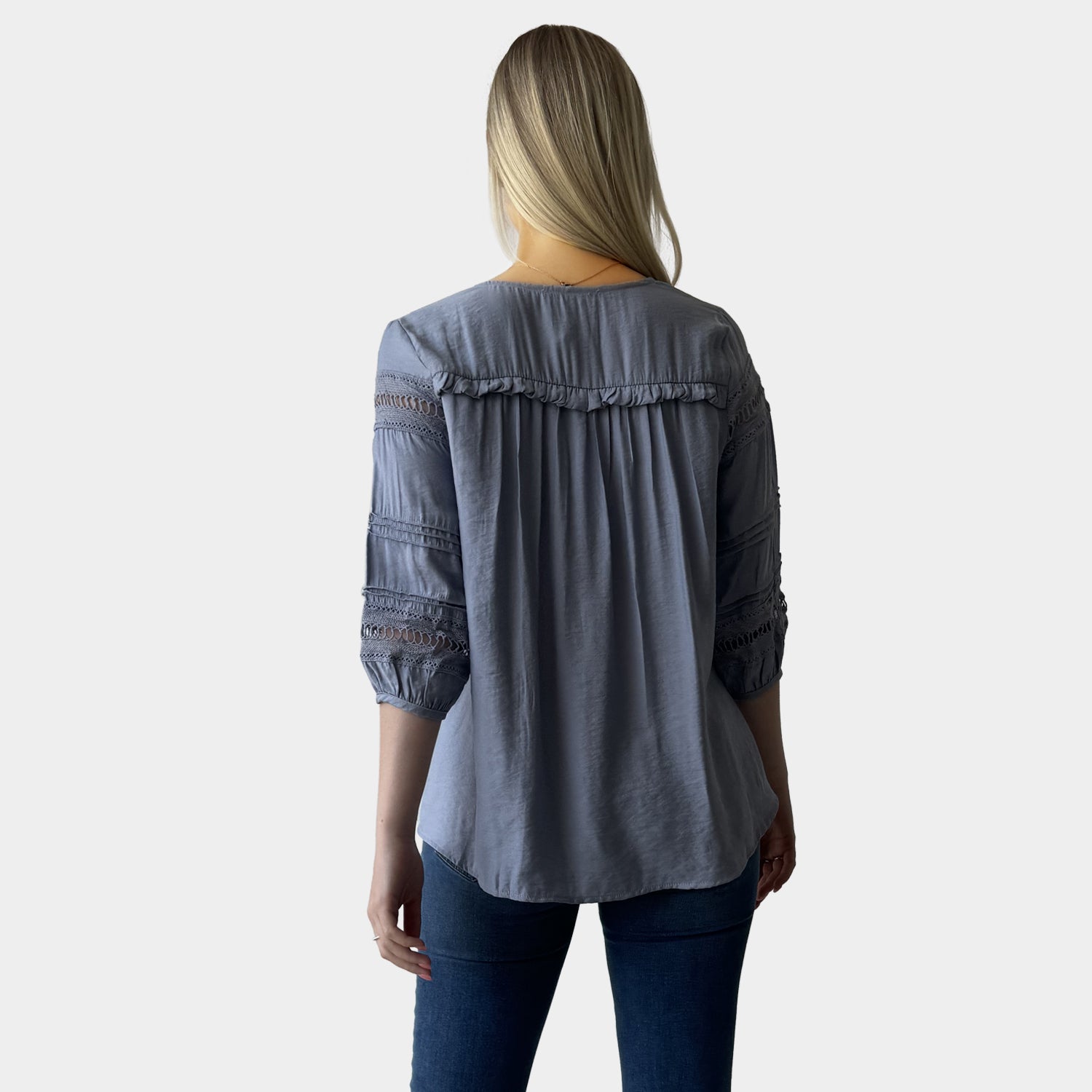 AM02398 LACE TRIM SLEEVE TOP