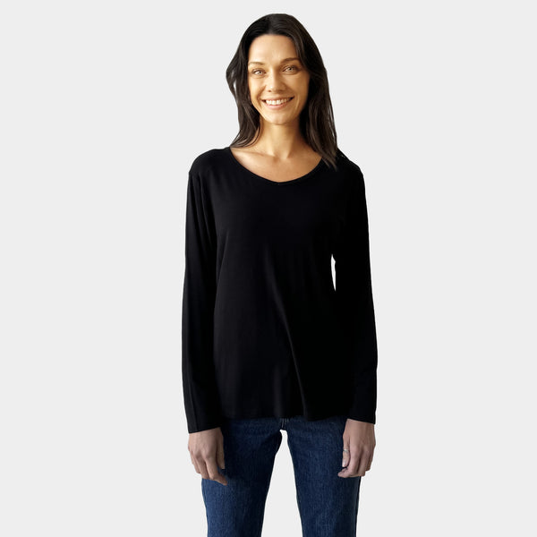 AM022118 SCOOP V NECK LOOSE TOP