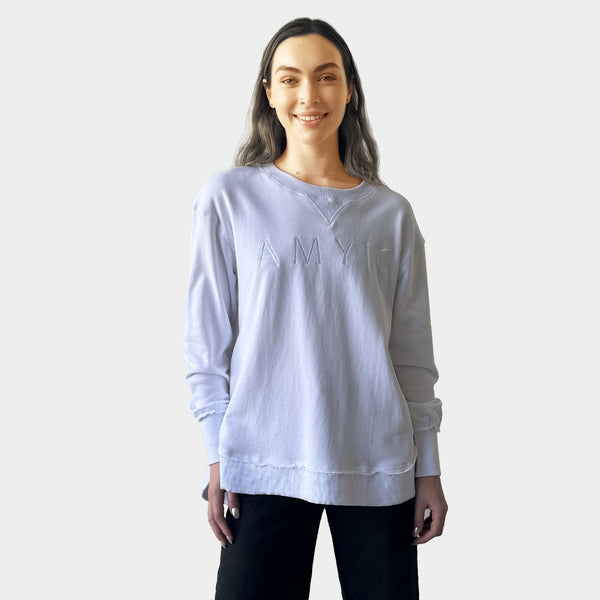 AM022161 WHITE  EMBROIDERY SWEATSHIRT