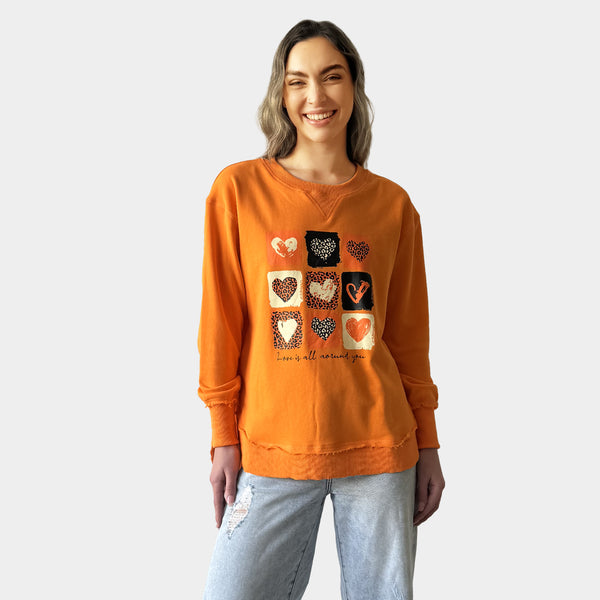 AM24026 MULTI PRINT SIDE POCKET SWEATSHIRT