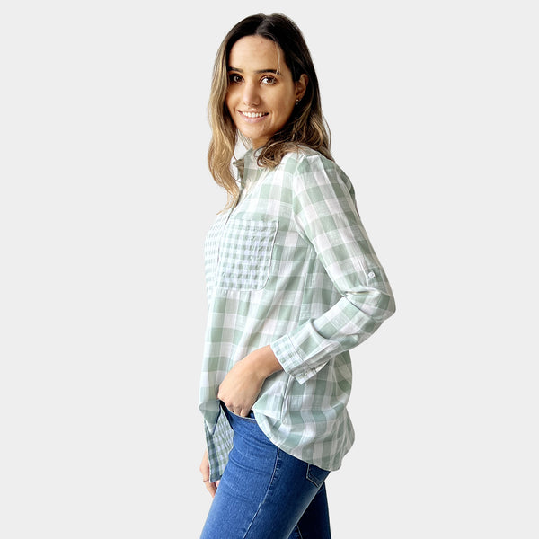 AM0224 MIX GINGHAM SHIRT