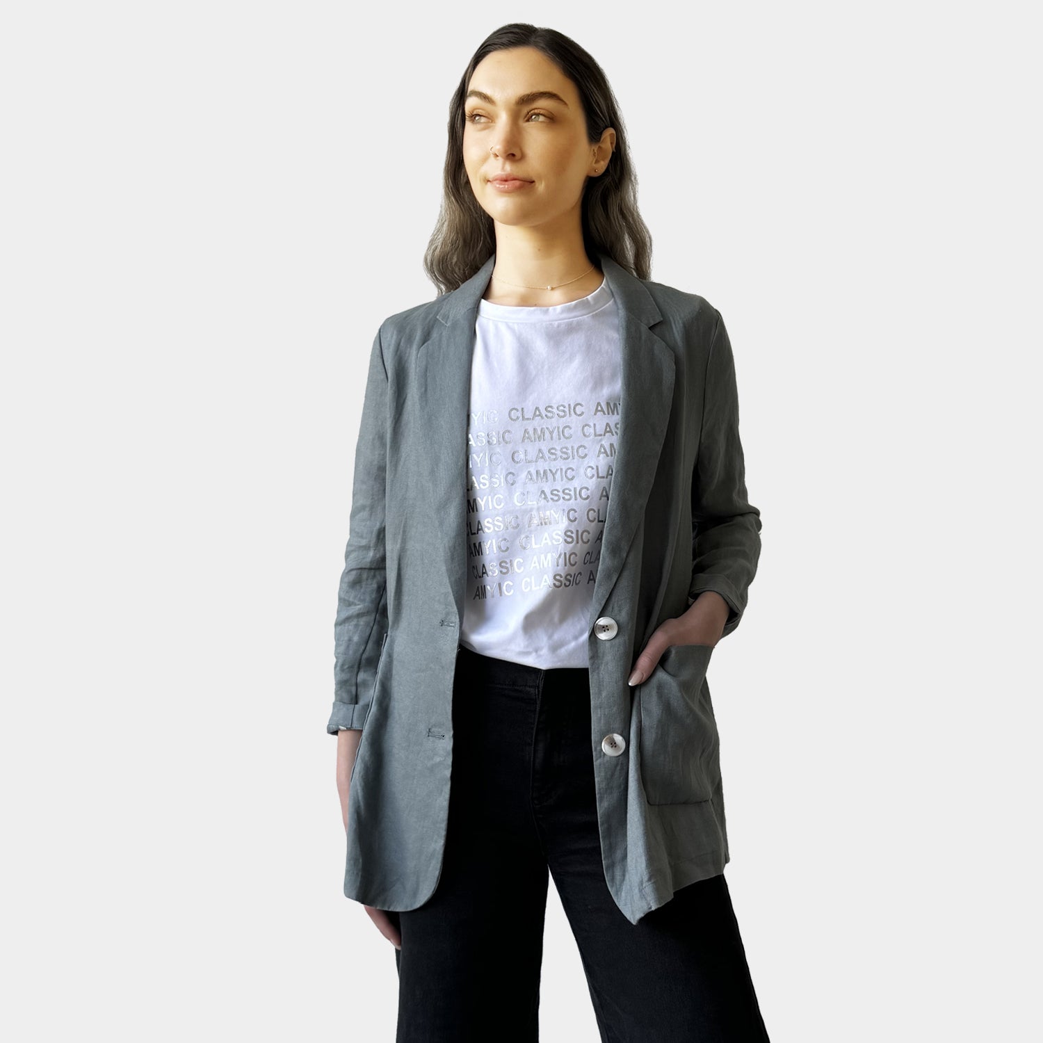 AM02346 100%LINEN CASUAL BLAZER