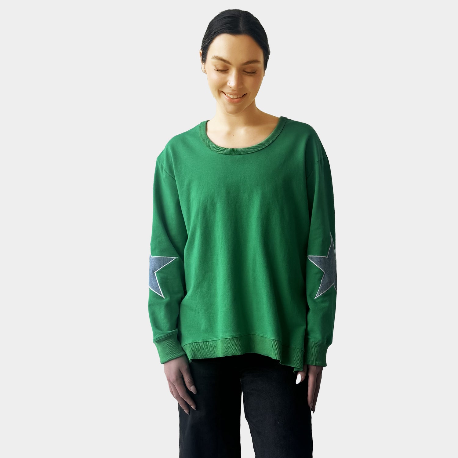 AM022115 EMBROIDERY STARS SWEATSHIRT