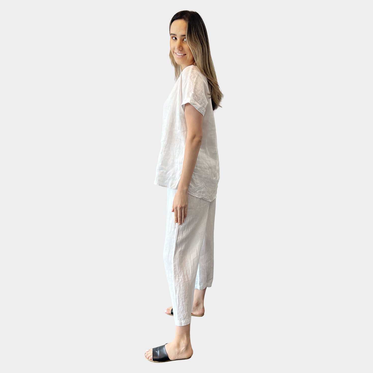 AM0223 SIDE POCKET 100%LINEN PANT