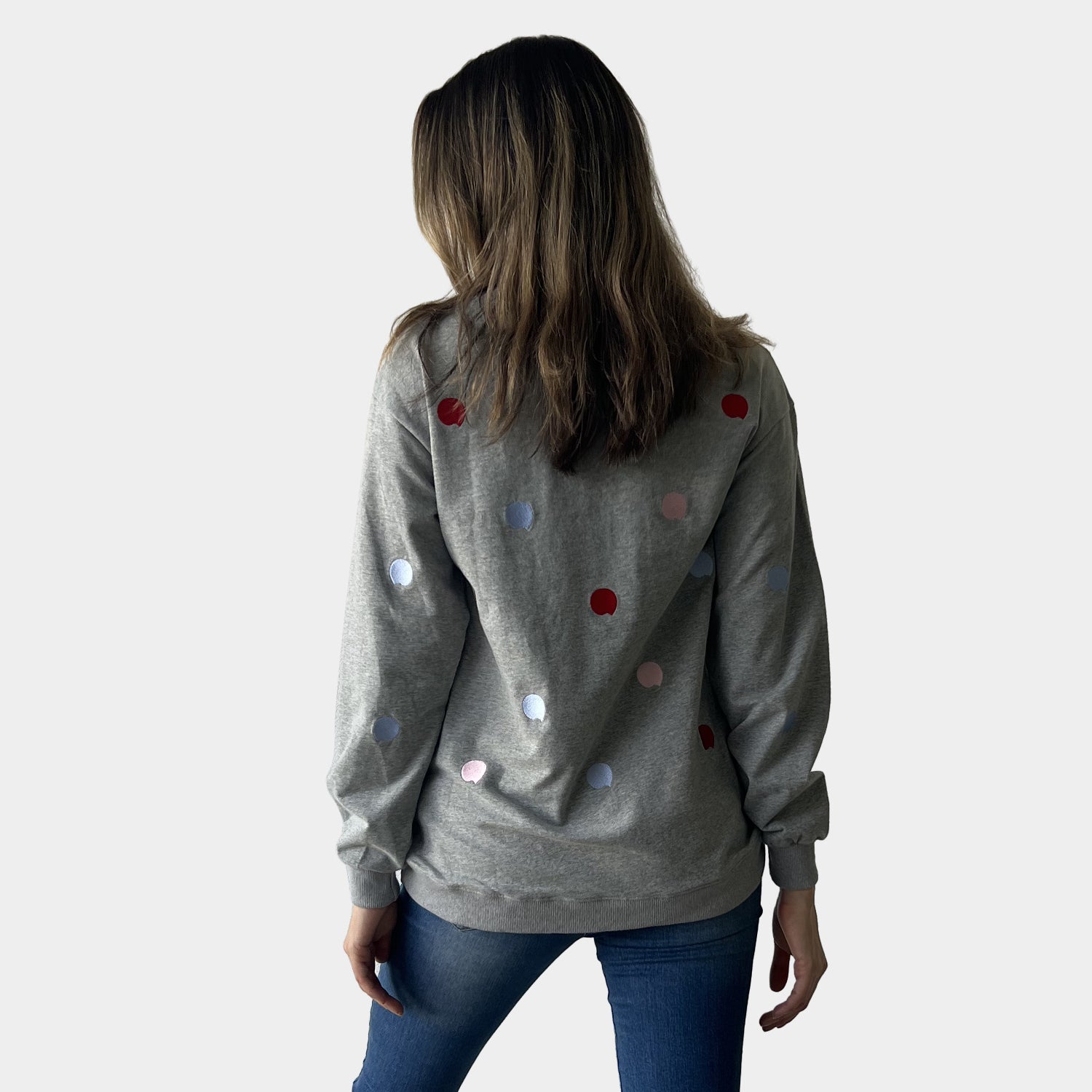 AM01258-4 EMBROIDERY DOTS SWEATSHIRT (SALE)