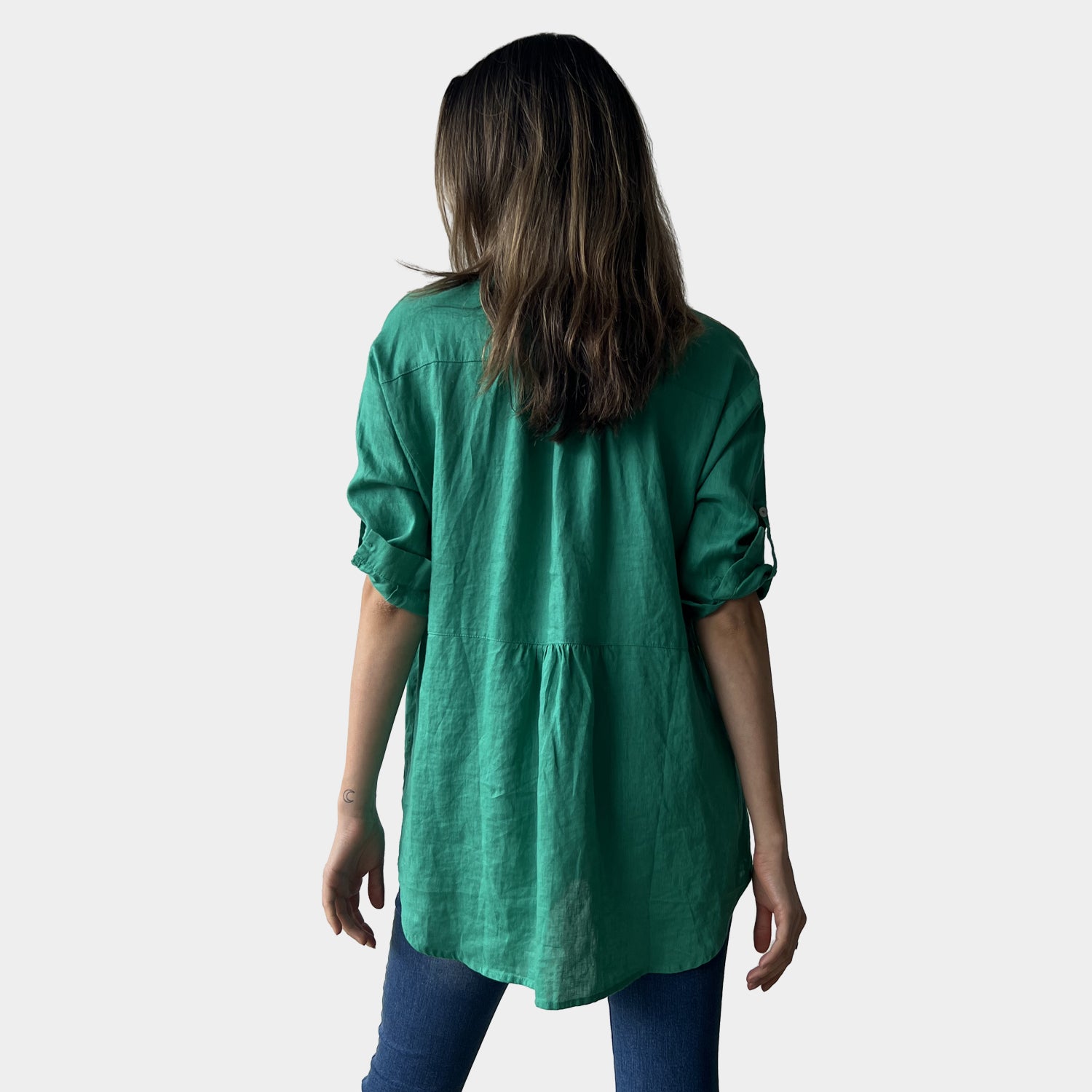 AM01274 SLEEVE BUTTON ROLL UP 100%LINEN SHIRT