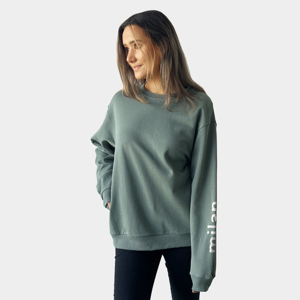 AM022155 SOFT THICK 3D LETTER PRINT SWEATSHIRT
