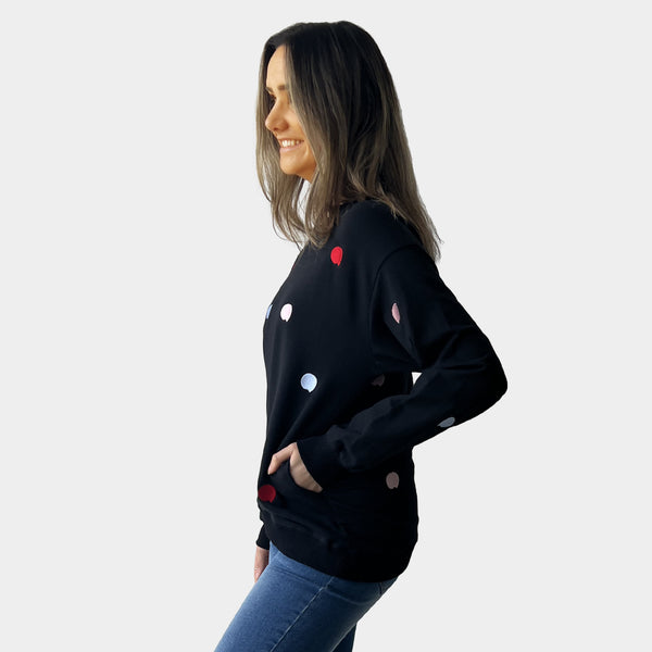 AM01258-4 EMBROIDERY DOTS SWEATSHIRT (SALE)