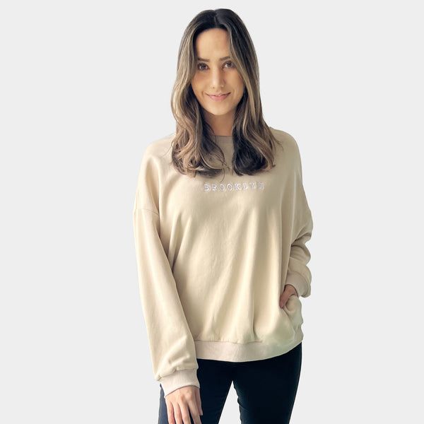 AM022116 EMBROIDERY LETTER SWEATSHIRT (SALE)