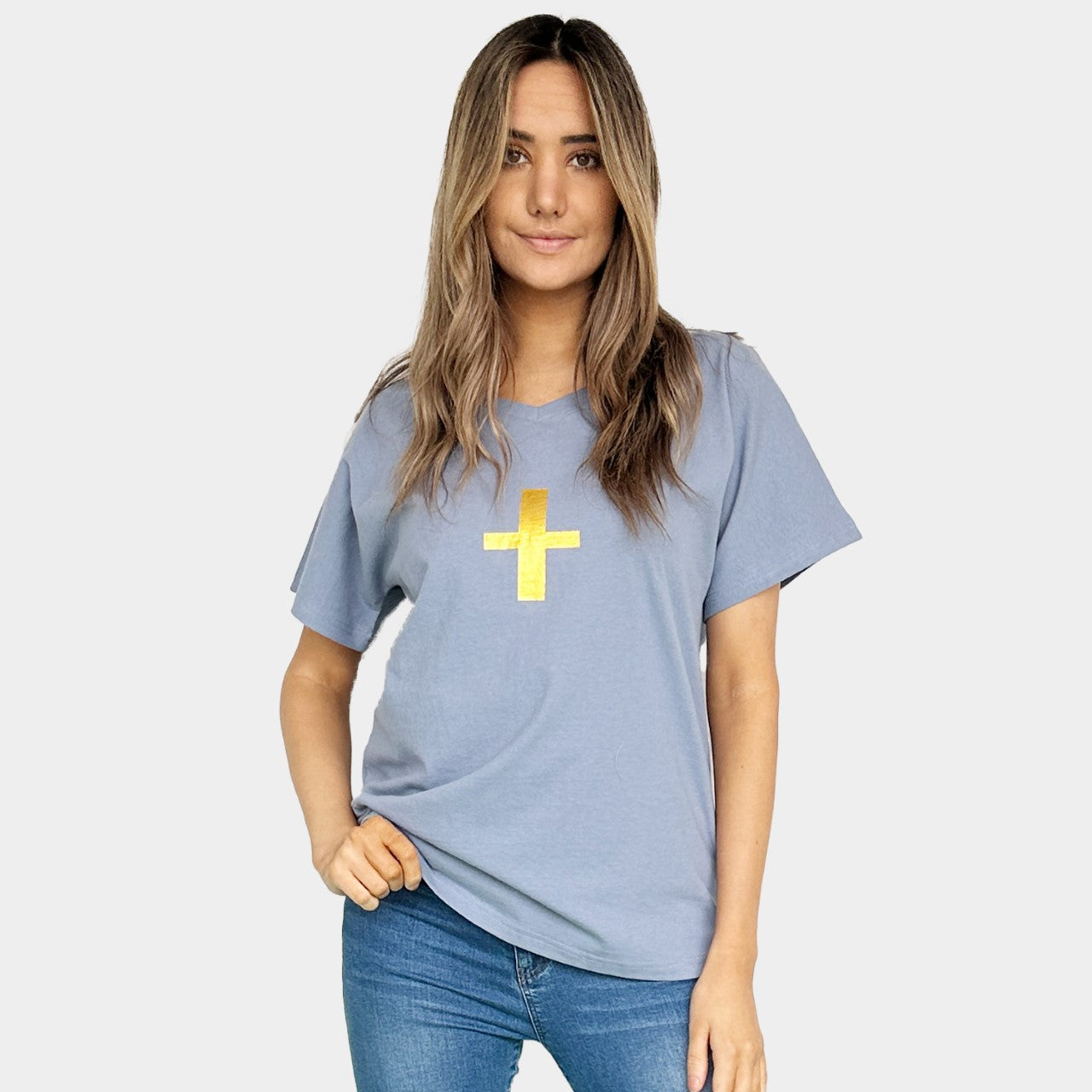 AM022206 PRINT CROSS TEE (SALE)