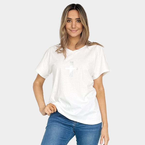 AM022206 PRINT CROSS TEE (SALE)