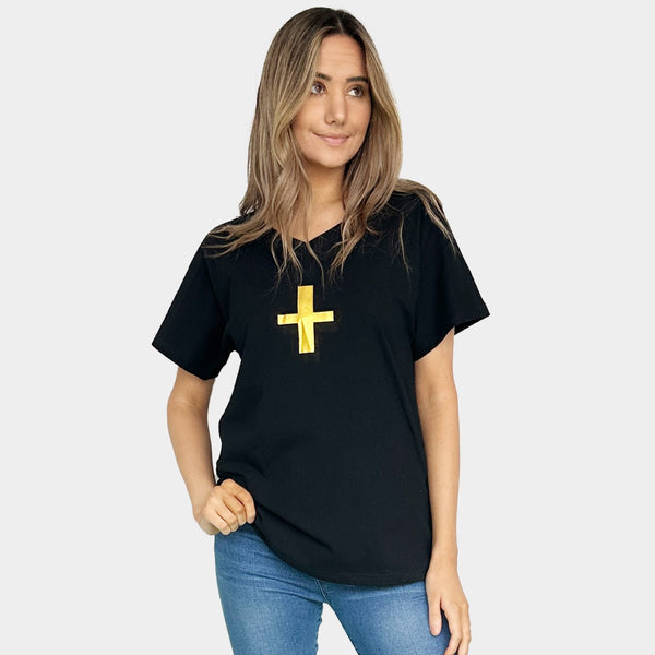 AM022206 PRINT CROSS TEE (SALE)
