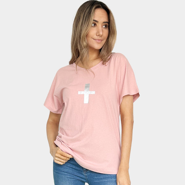 AM022206 PRINT CROSS TEE (SALE)